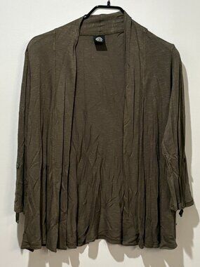 USED - Bobeau Women's Knit Olive Green Knit Open Drape Sweater - Size 1X